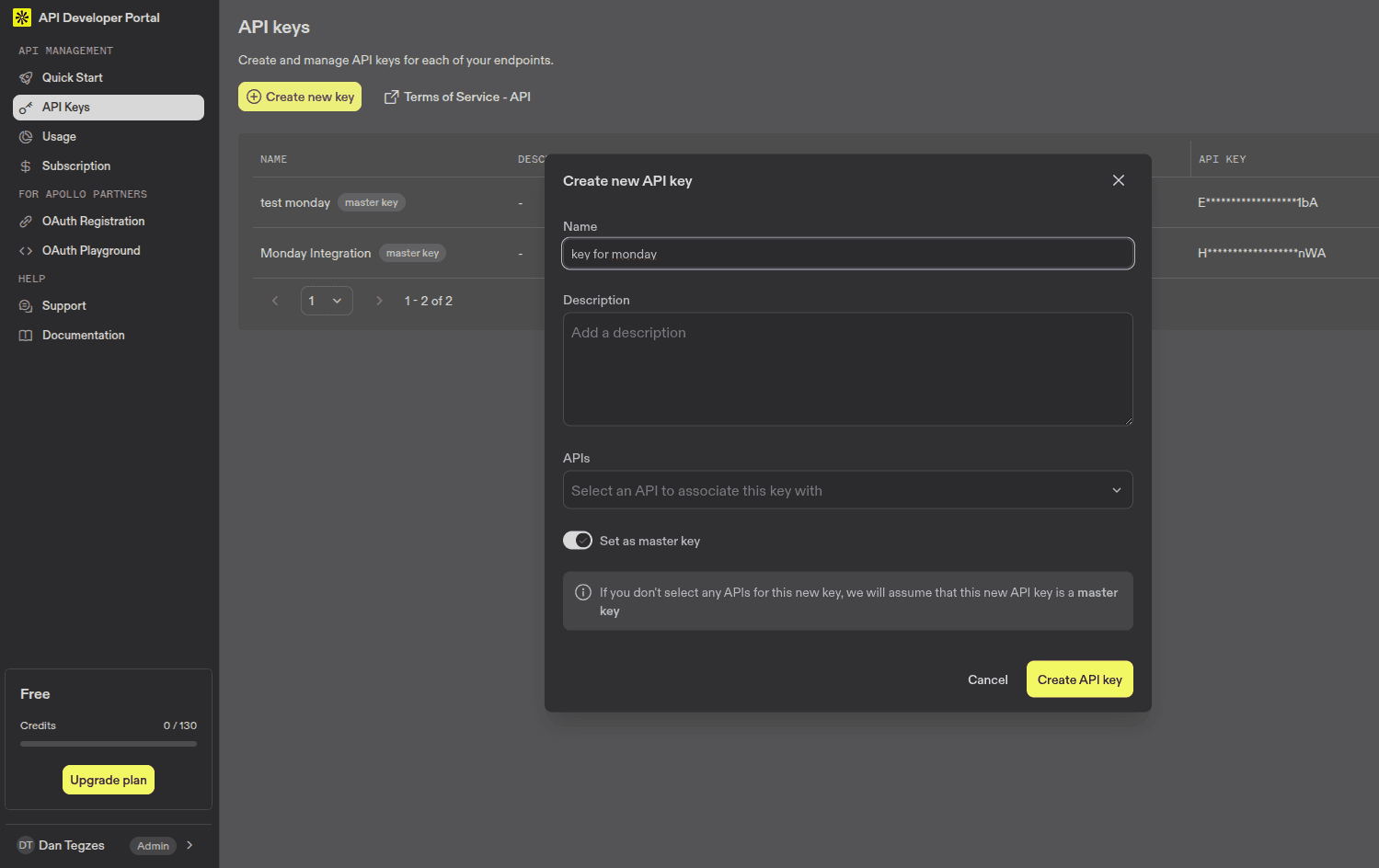 Getting Apollo.io API key in Apollo Data Importer