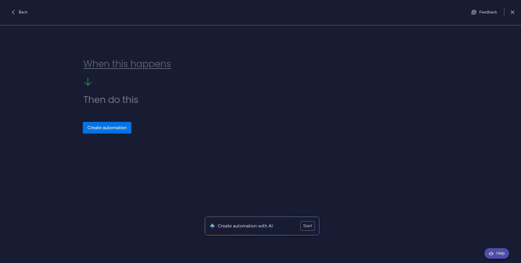 Starting with an empty automation in the Asana Integration Plus app