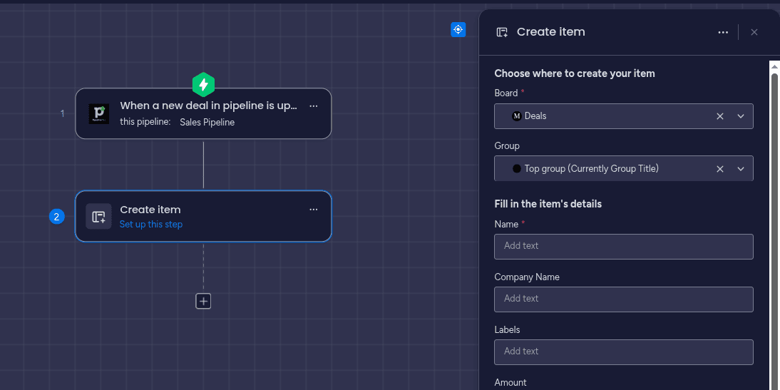 Adding the PipedrivePlus action to your workflow