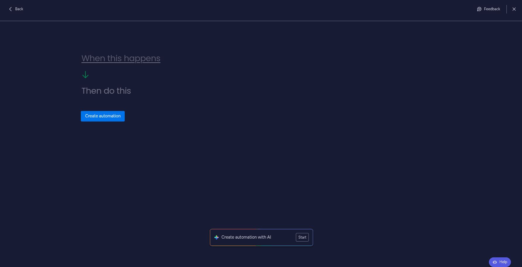 Starting with an empty automation in the PipedrivePlus app
