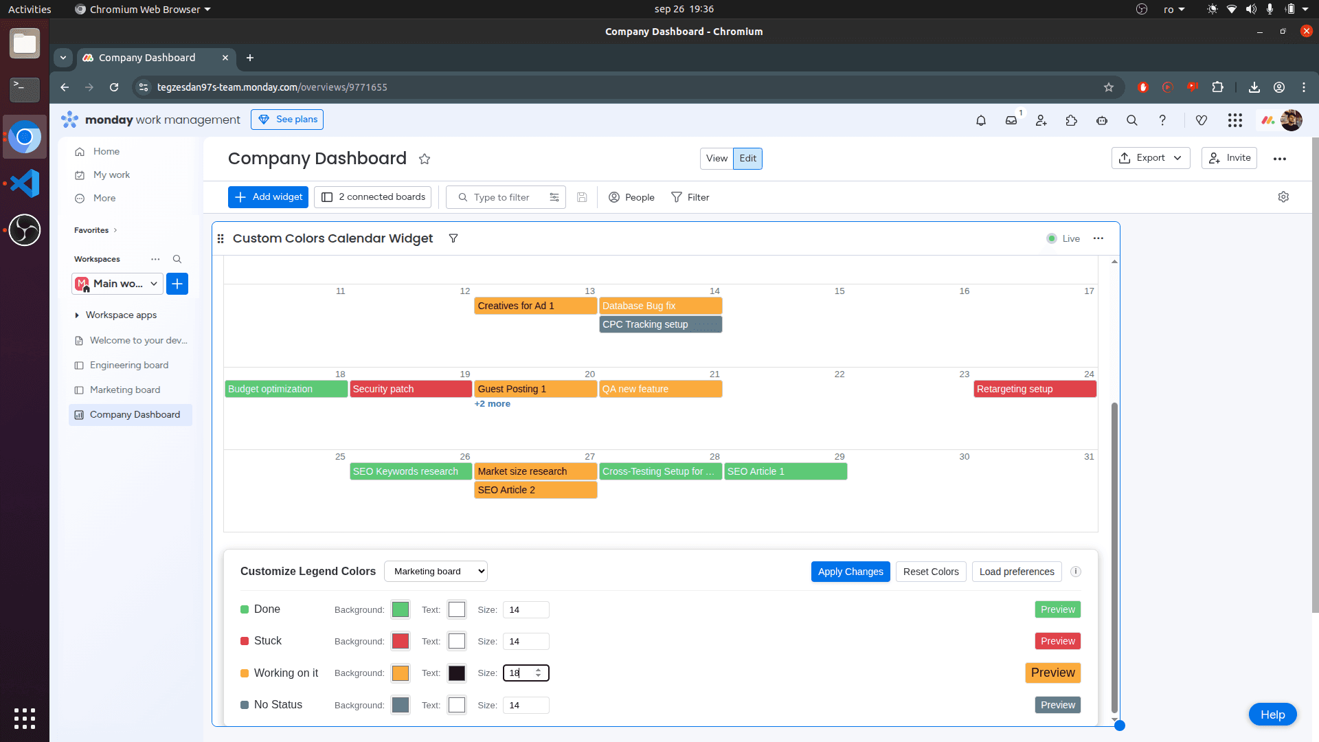 Adjusting event text size in the Custom Colors Calendar